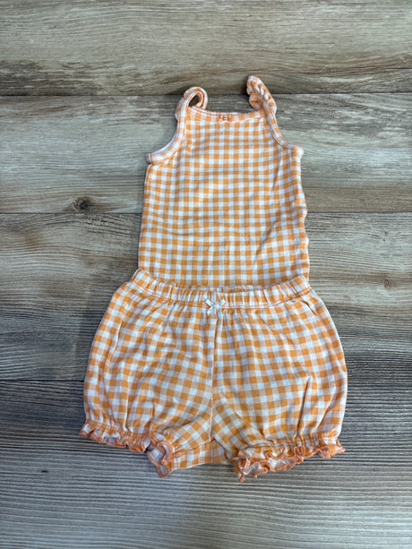 Carter's 2pc Gingham Bodysuit & Shorts Orange sz 6m - Me n Mommy To Be