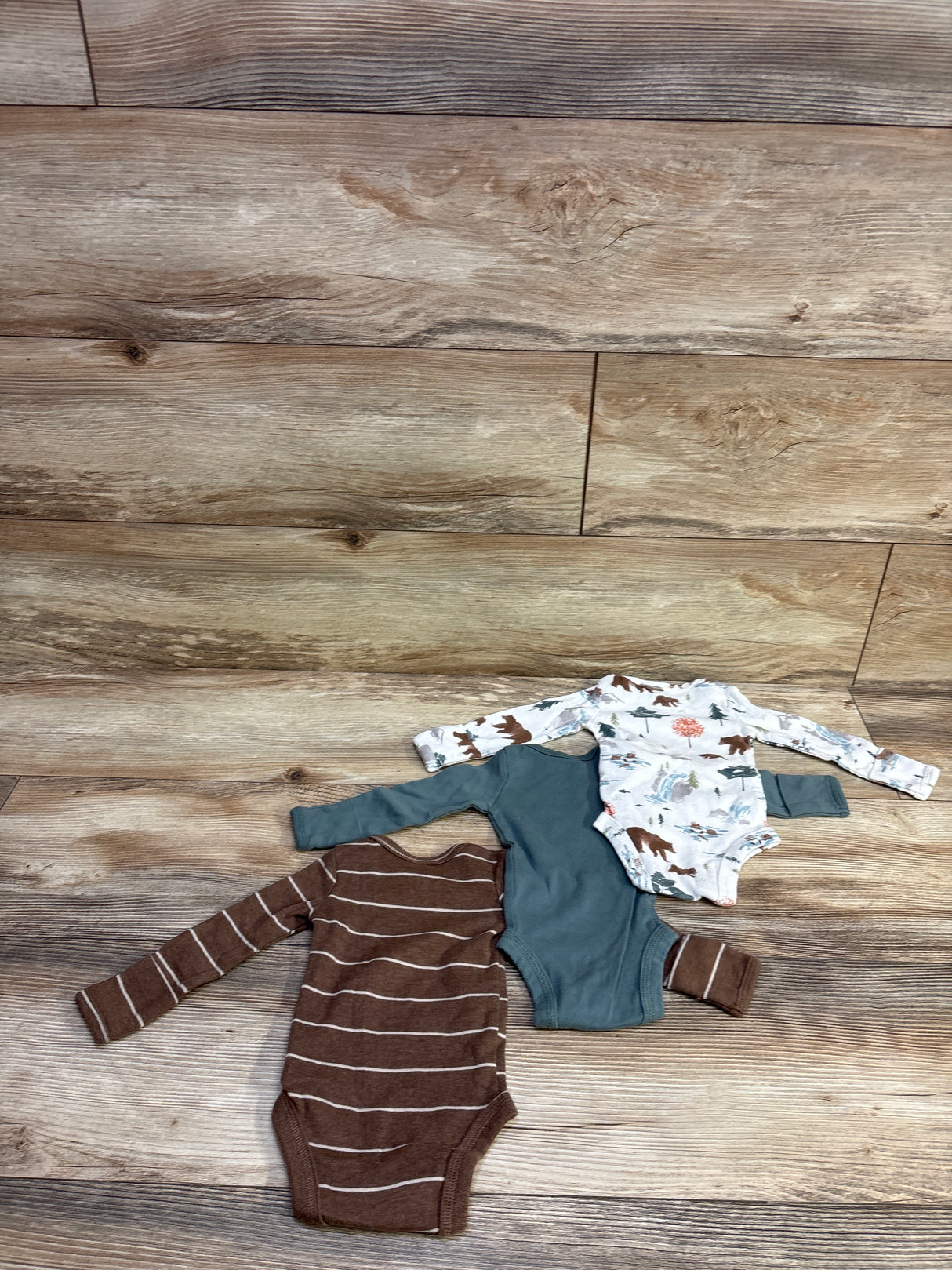 Just One You 3pk Long Sleeve Bodysuits Brown sz Newborn