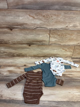 Just One You 3pk Long Sleeve Bodysuits Brown sz Newborn