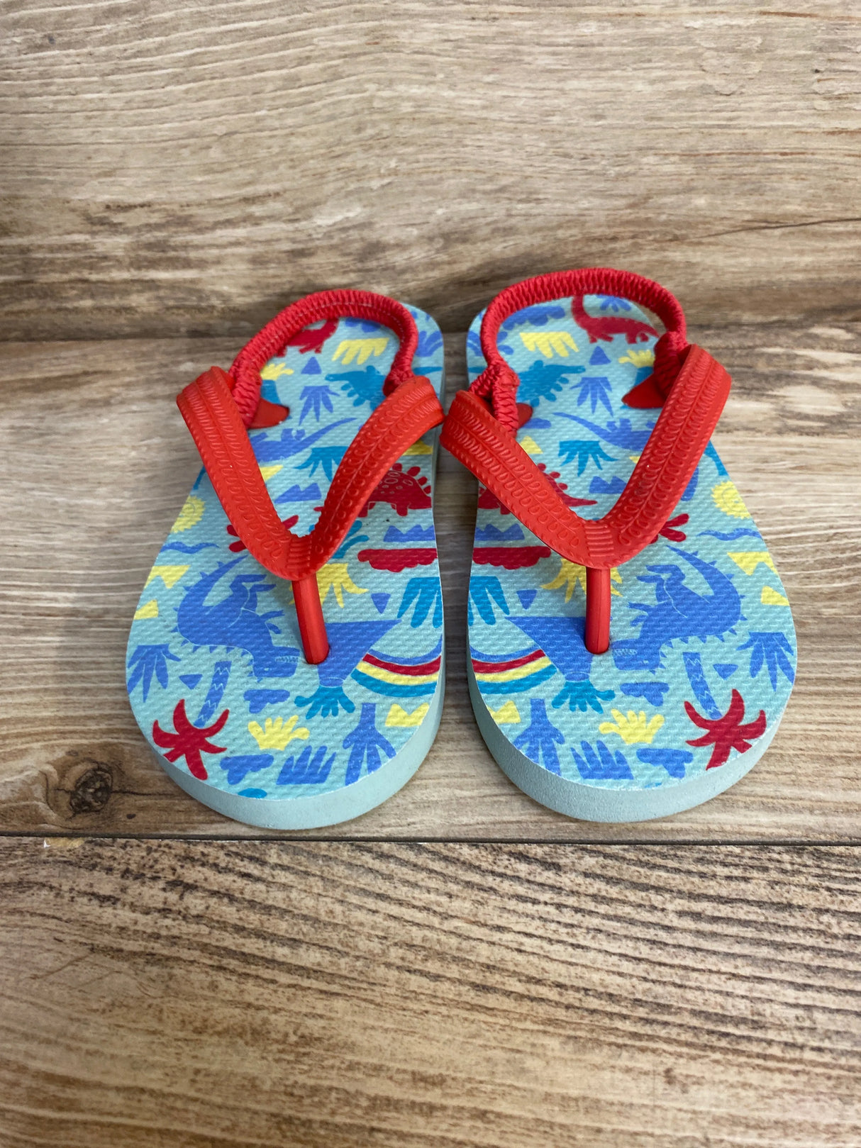 Cat & Jack Dino Flip Flops Red sz 9-10c