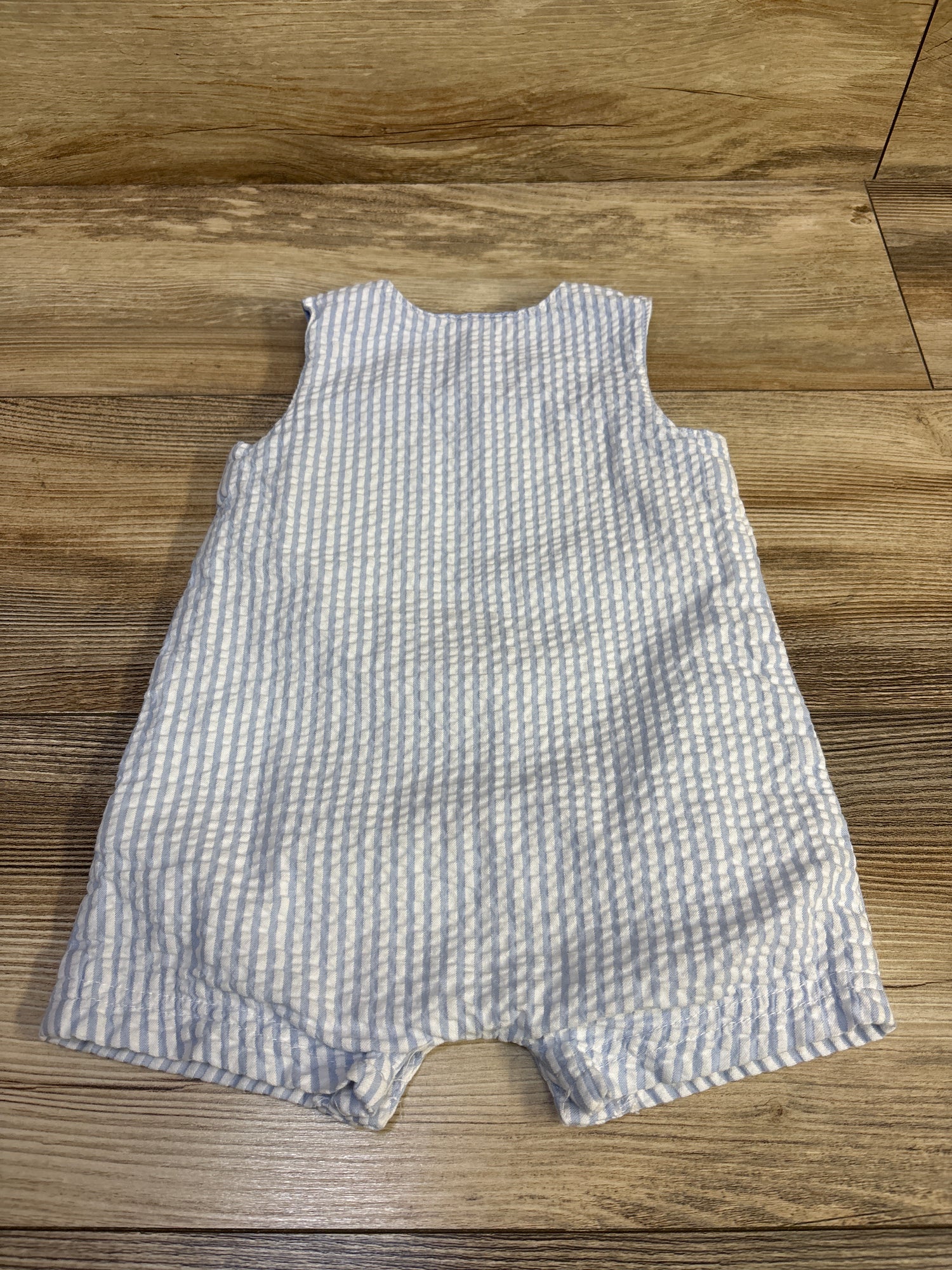 Little Me Embroidered Car Seersucker Romper Blue sz 12m