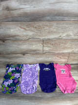Bundles 4pk Floral Ruffle Sleeve Bodysuits Purple sz 9-12m