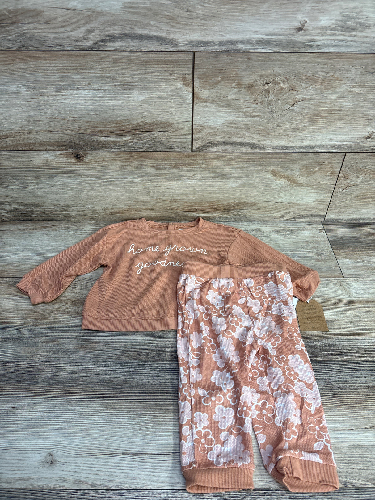 NEW Grayson Mini 2pc Waffle Knit Shirt & Bottoms Set Rose Gold sz 12m