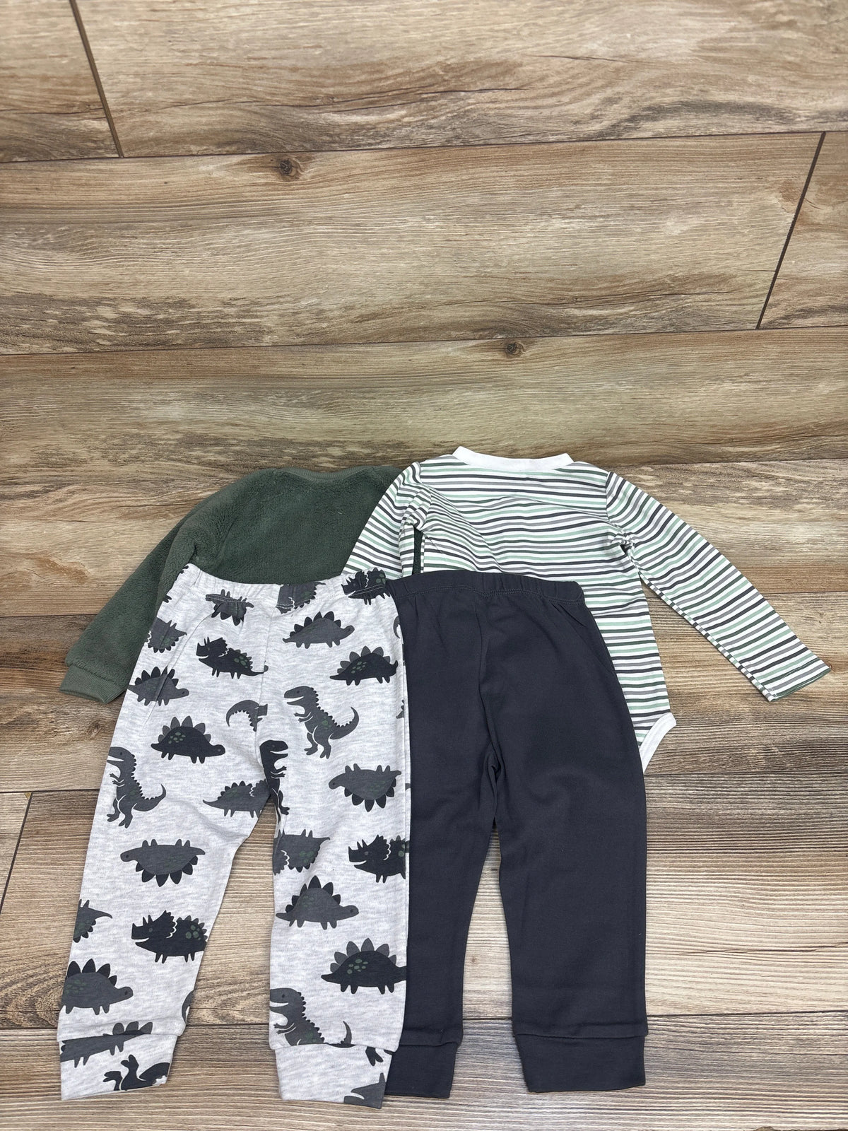 NEW Pekkle 4pc Plush Dinosaur Sweatshirt Set Green sz 18m
