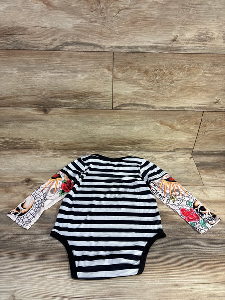 Just Did 9 Months On The Inside Striped Bodysuit Black sz 12-18m - Me n Mommy To Be