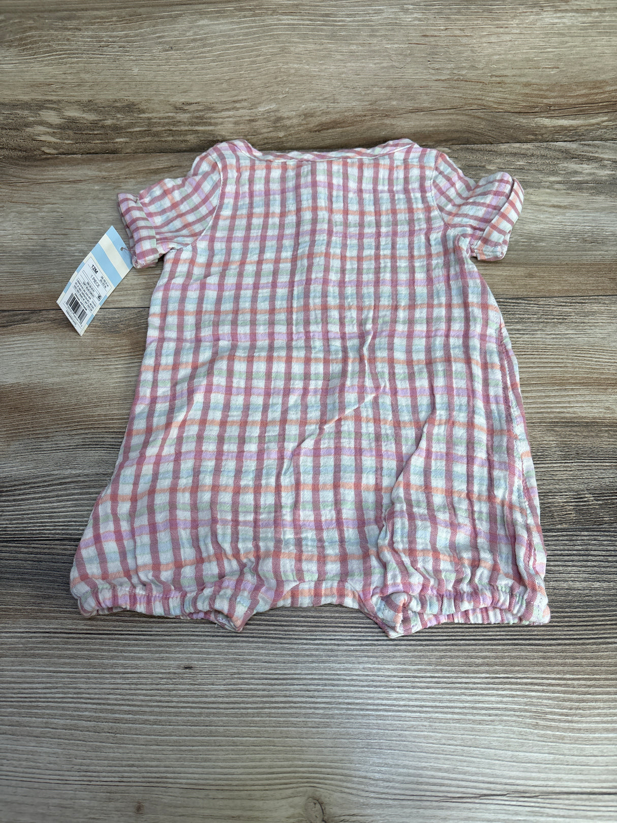 NEW Cat & Jack Plaid Shortie Romper Pink sz 12m