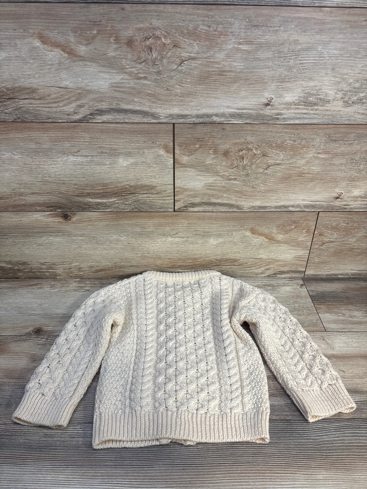 The Irish Store Crew Aran Button Cardigan Cream sz 3-4T