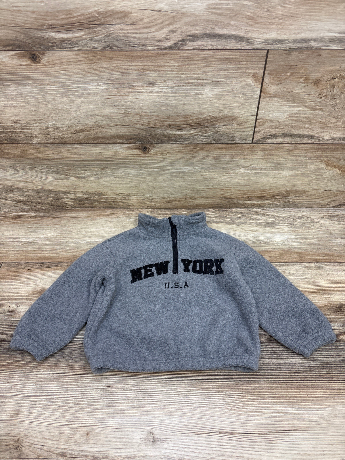 Shein Fleece New York Quarter Zip Sweatshirt Grey sz 18-24m