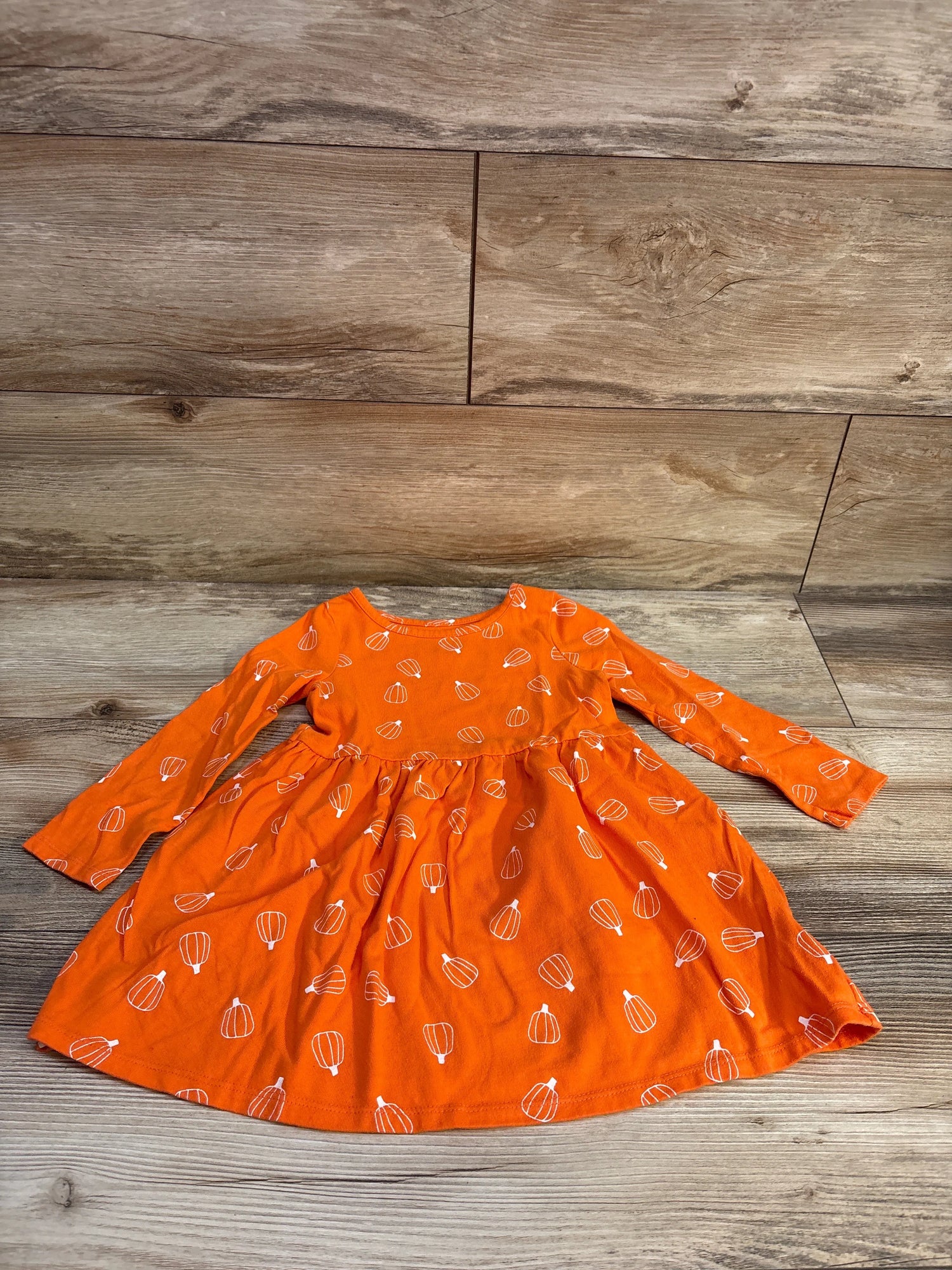 Cat & Jack Pumpkin Long Sleeve Dress Orange 3T