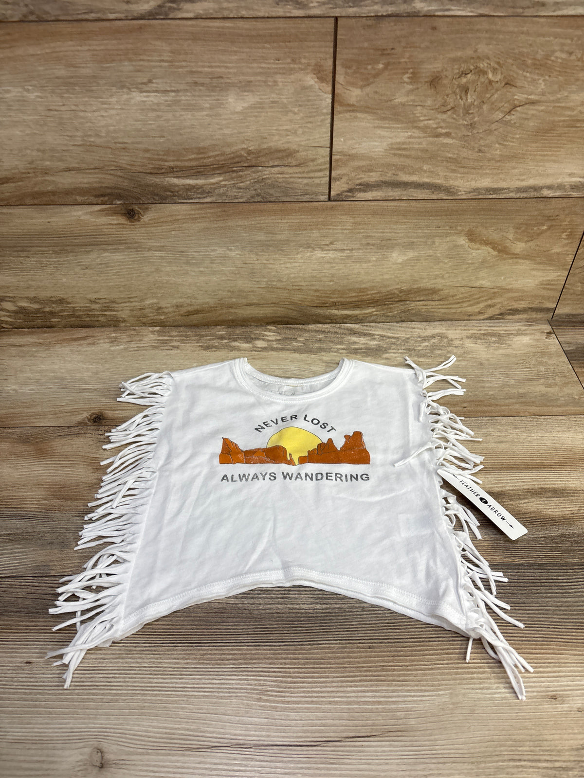 NEW Feather 4 Arrow 'Never Lost Always Wandering' Tassel Shirt White sz 4T