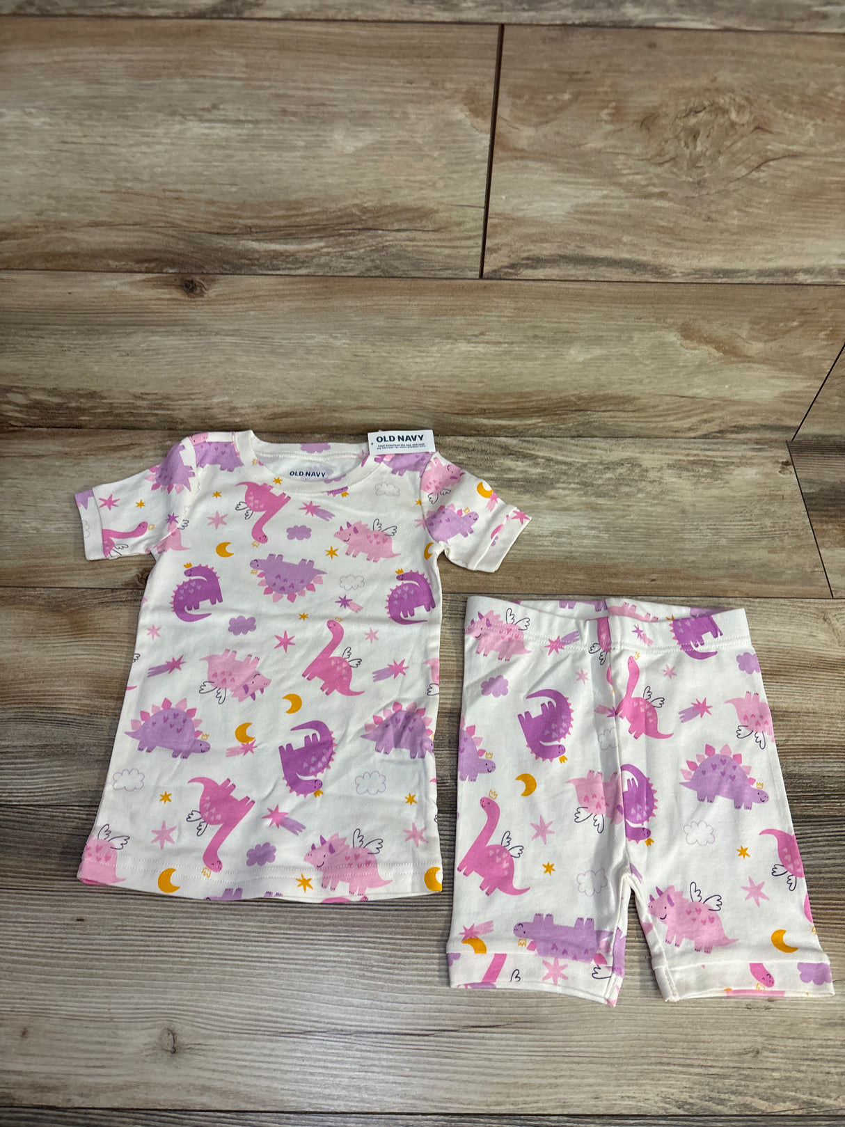 NEW Old Navy 2pc Dinosaur Pajama Set White sz 5T