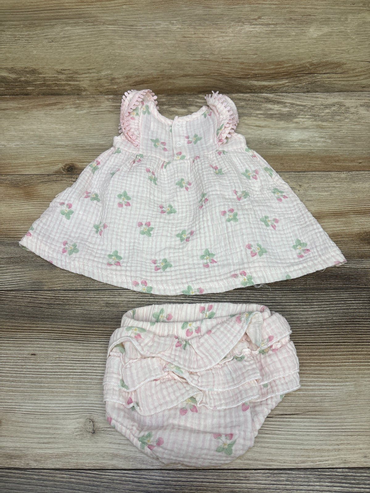 Rabbit + Bear Organic 2pc Gauze Dress & Bloomers Set Pink sz 0-3m