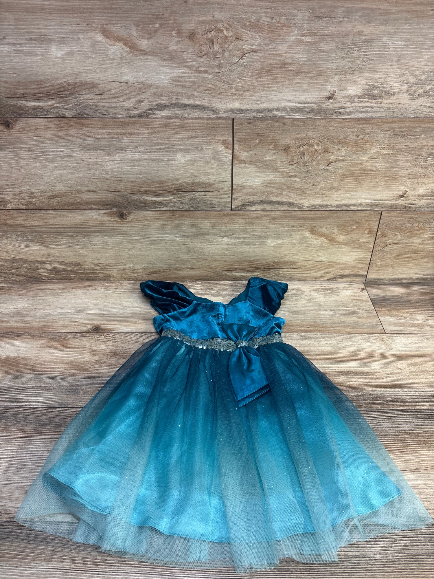 Jona Michelle Velvet Tulle Dress Teal sz 4T