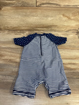 Little Me 1pc Striped Rashguard Swimsuit Blue sz 18m