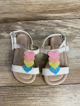 Children's Place Glitter Rainbow Heart Sandals White sz 4c