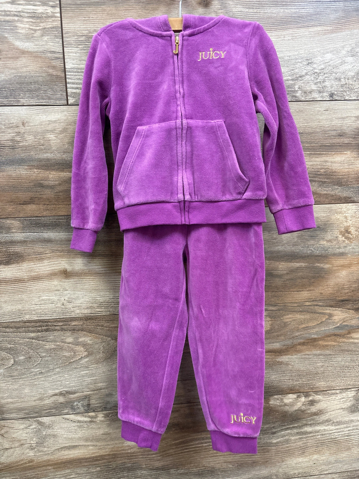 Juicy Couture Velvet 2pc Zip-Up Jacket and Joggers Magenta sz 3T