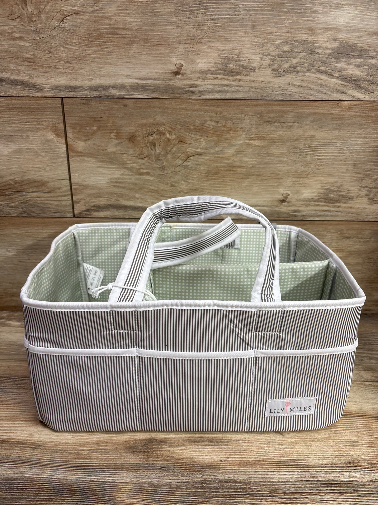NEW Lily Miles Diaper Caddy Organizer - Grey/Mint