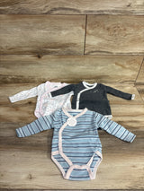 NEW Asher and Olivia Kimono Long Sleeve Bodysuits Blue 3pk sz Preemie