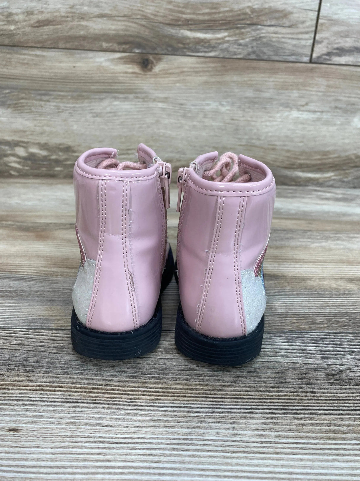 Children's Place Glitter Rainbow Boots Pink sz 8c