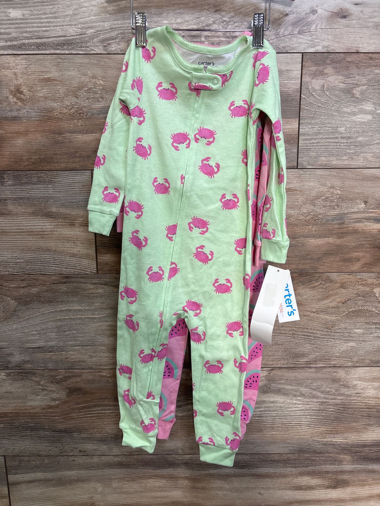 NEW Just One You 2pk Crab Print Sleeper Set Pink/Green sz 2T
