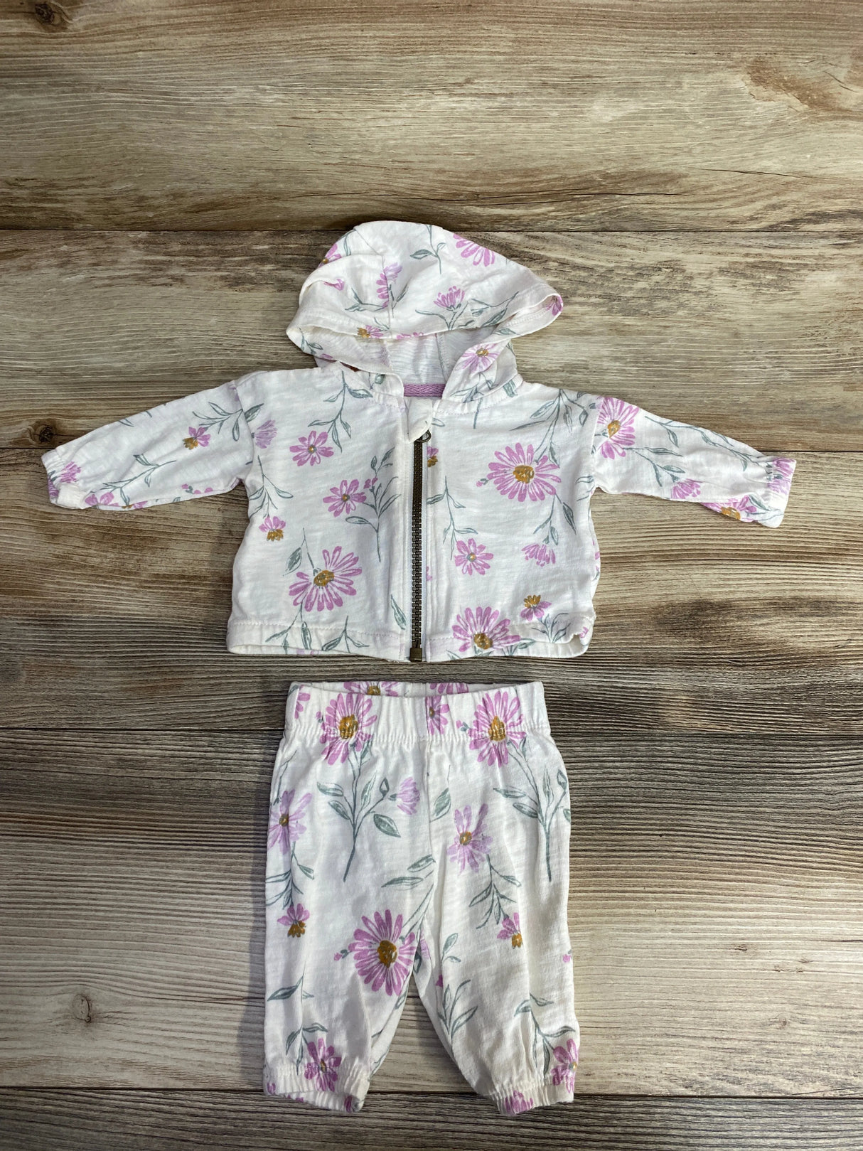 Carter's 2pc Floral Full Zip Jacket Set Grey sz Newborn
