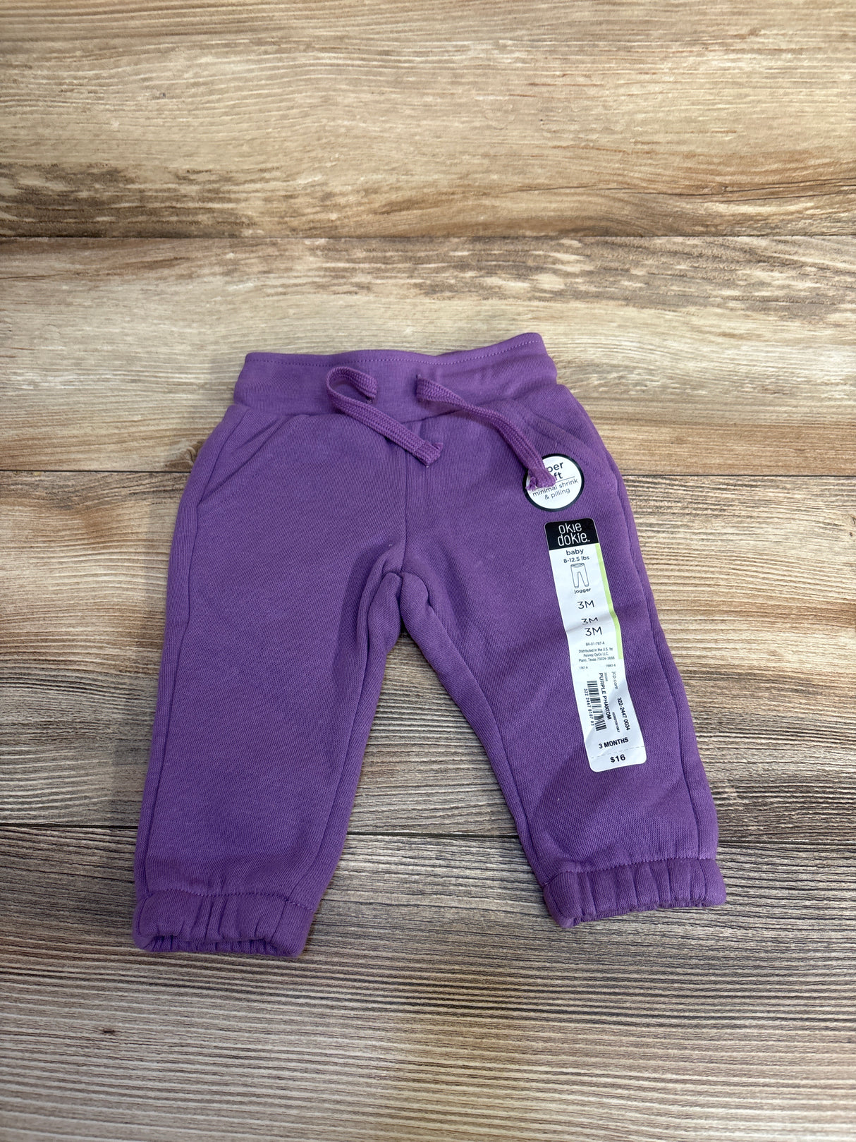 NEW Okie Dokie Drawstring Joggers Purple sz 3m