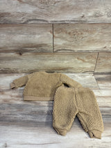 7 For All Mankind 2pc Sherpa Pullover Sweatshirt & Pants Set Tan sz 0/3m