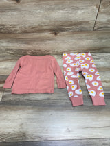 Old Navy 2pc So Eggshausted Pajama Set Pink sz 18-24m