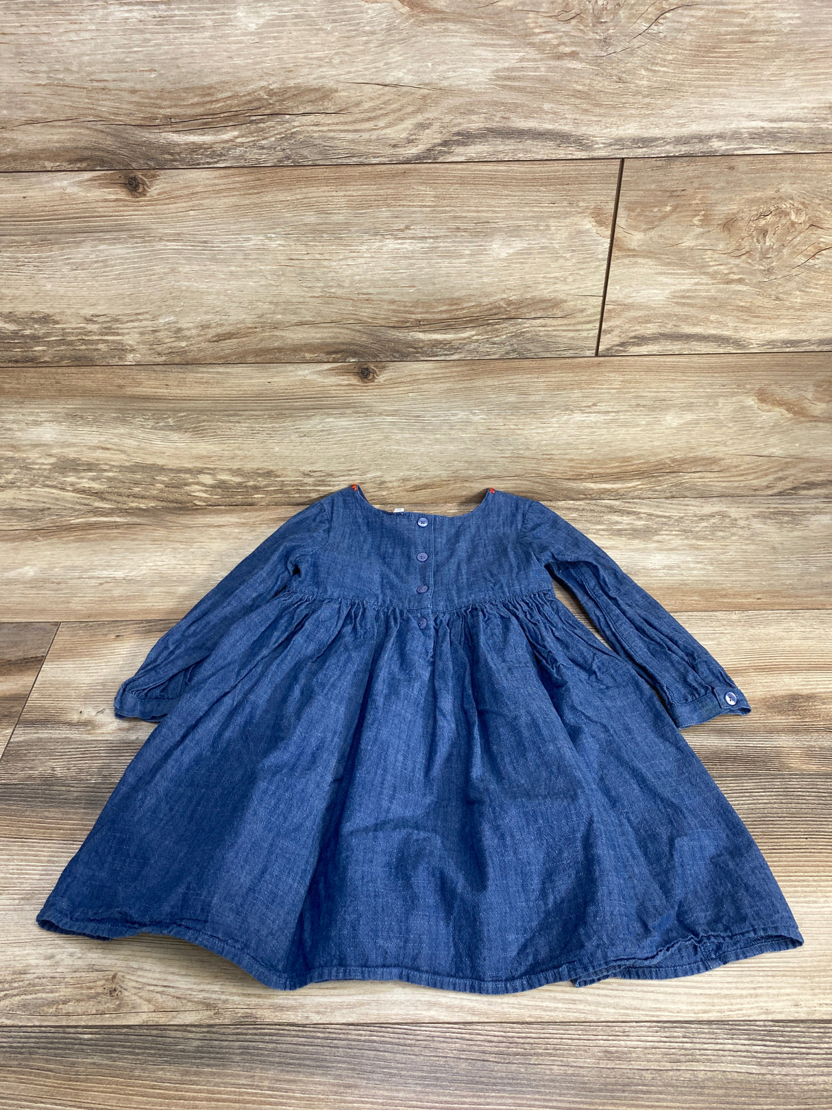 M&S Embroidered Chambray Dress Blue sz 3-4T