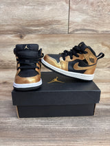 Air Jordan 1 Mid SE TD 'Metallic Gold Black' Sneakers sz 5c
