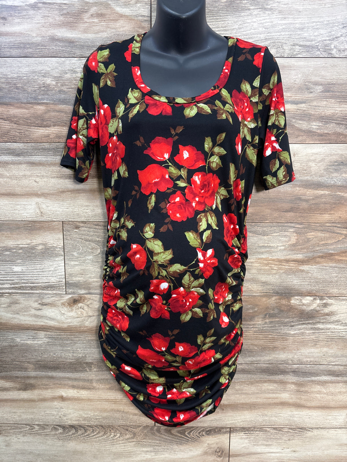 Mother Bee Maternity Floral Bodycon Dress Black sz Large