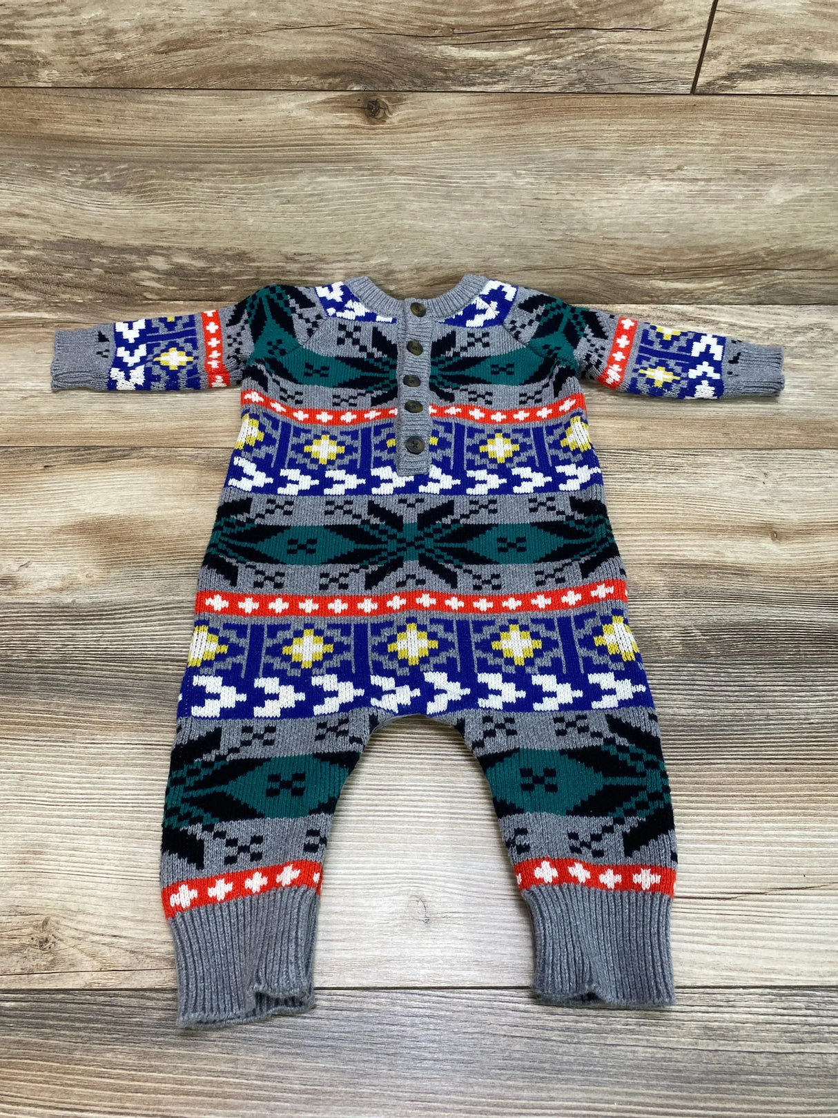Hanna Andersson Fair Isle Holiday Coverall Grey sz 6-12m - Me n Mommy To Be