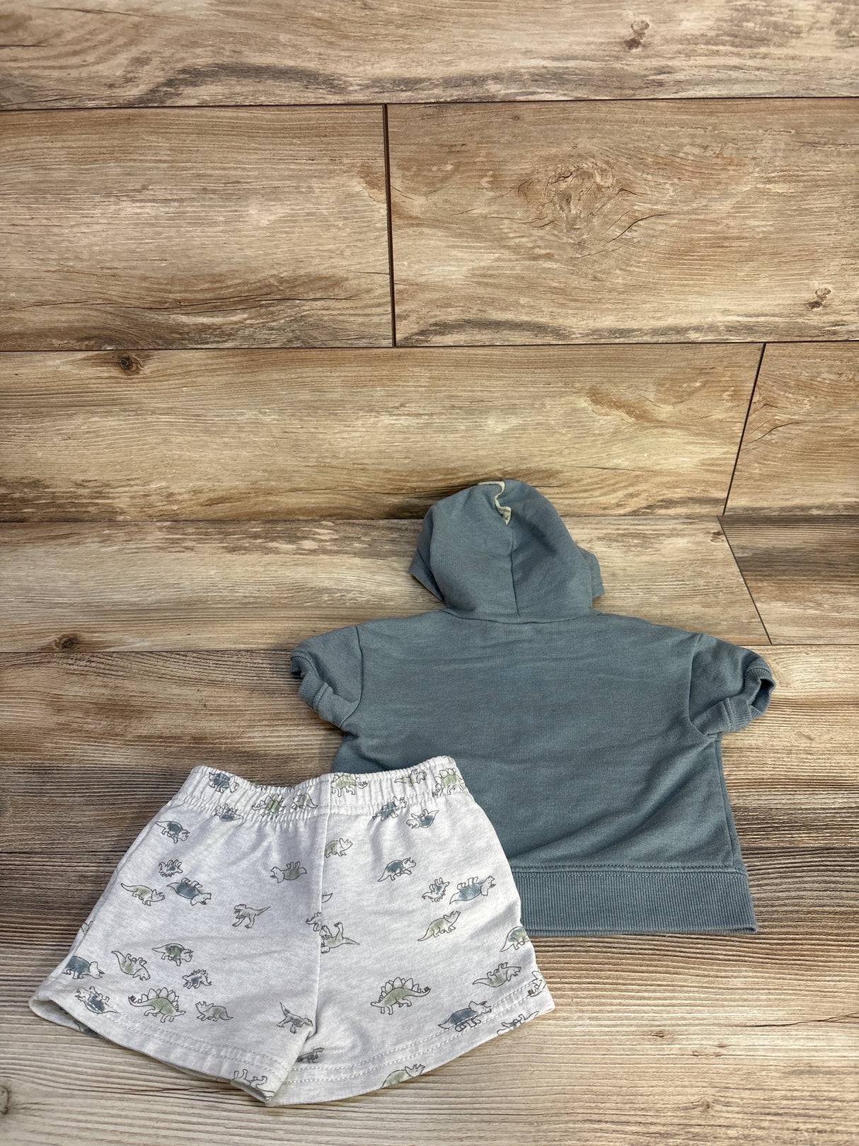 Carter's 2pc Dinosaur Hooded Shirt & Shorts Set Green sz 6m