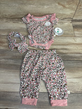 NEW Milkberry 3pc Floral Bodysuit Set White sz 3-6m