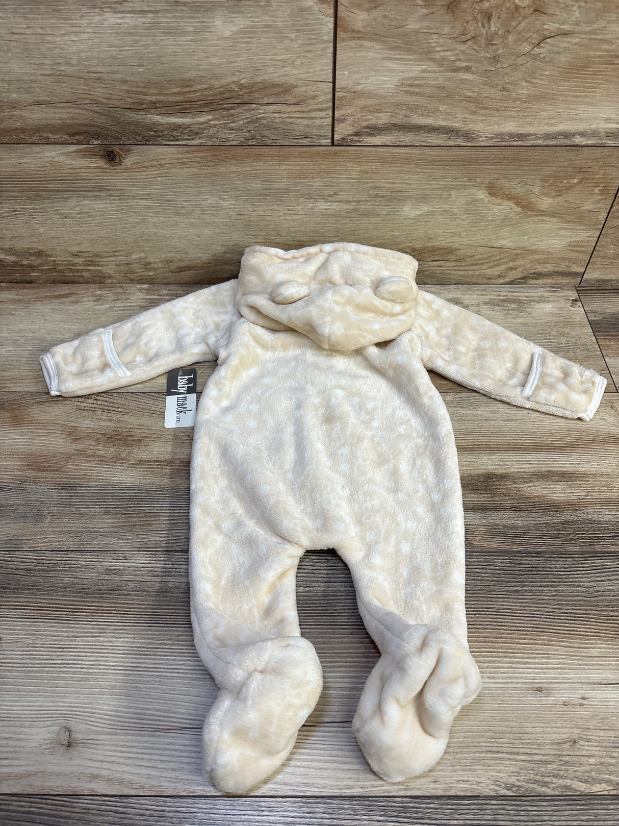 NEW Mick Mack Plush Hooded Coverall Beige sz 3/6m