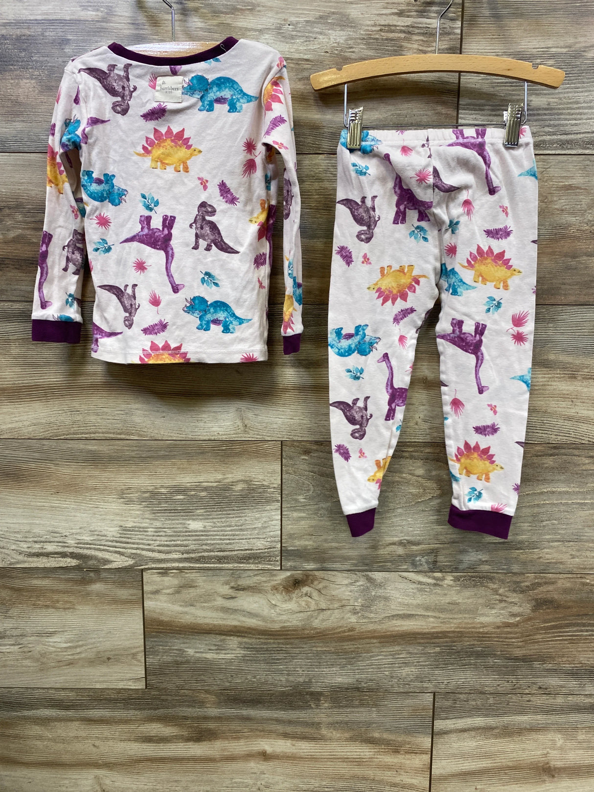 Burt's Bees 2pc Dinosaur Print Pajama Set Pink sz 4T