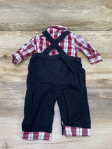 Tommy Bahama 2pc Plaid Bodysuit & Overalls Red/Black sz 0-3m