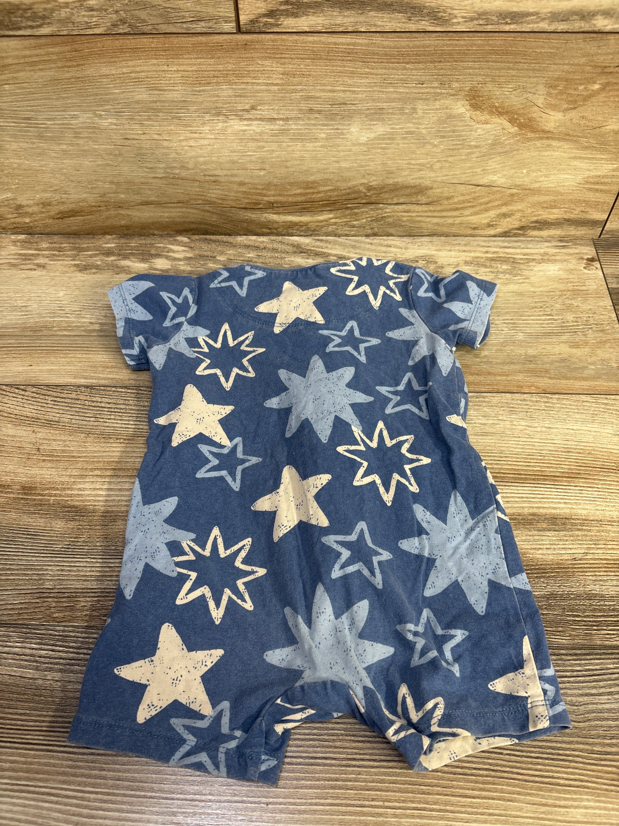 Cotton On Baby Organic Short Sleeve Zip Romper Blue sz 6-9m