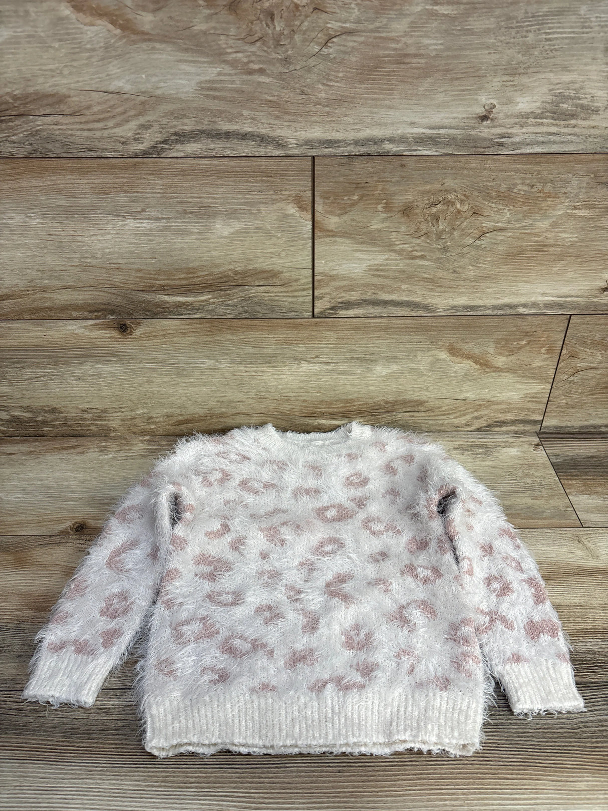 Jessica Simpson Fuzzy Leopard Print Sweatshirt White sz 5T