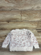 Jessica Simpson Fuzzy Leopard Print Sweatshirt White sz 5T