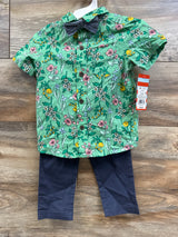 NEW Cat & Jack 3pc Floral Button-Up Set Green sz 18m