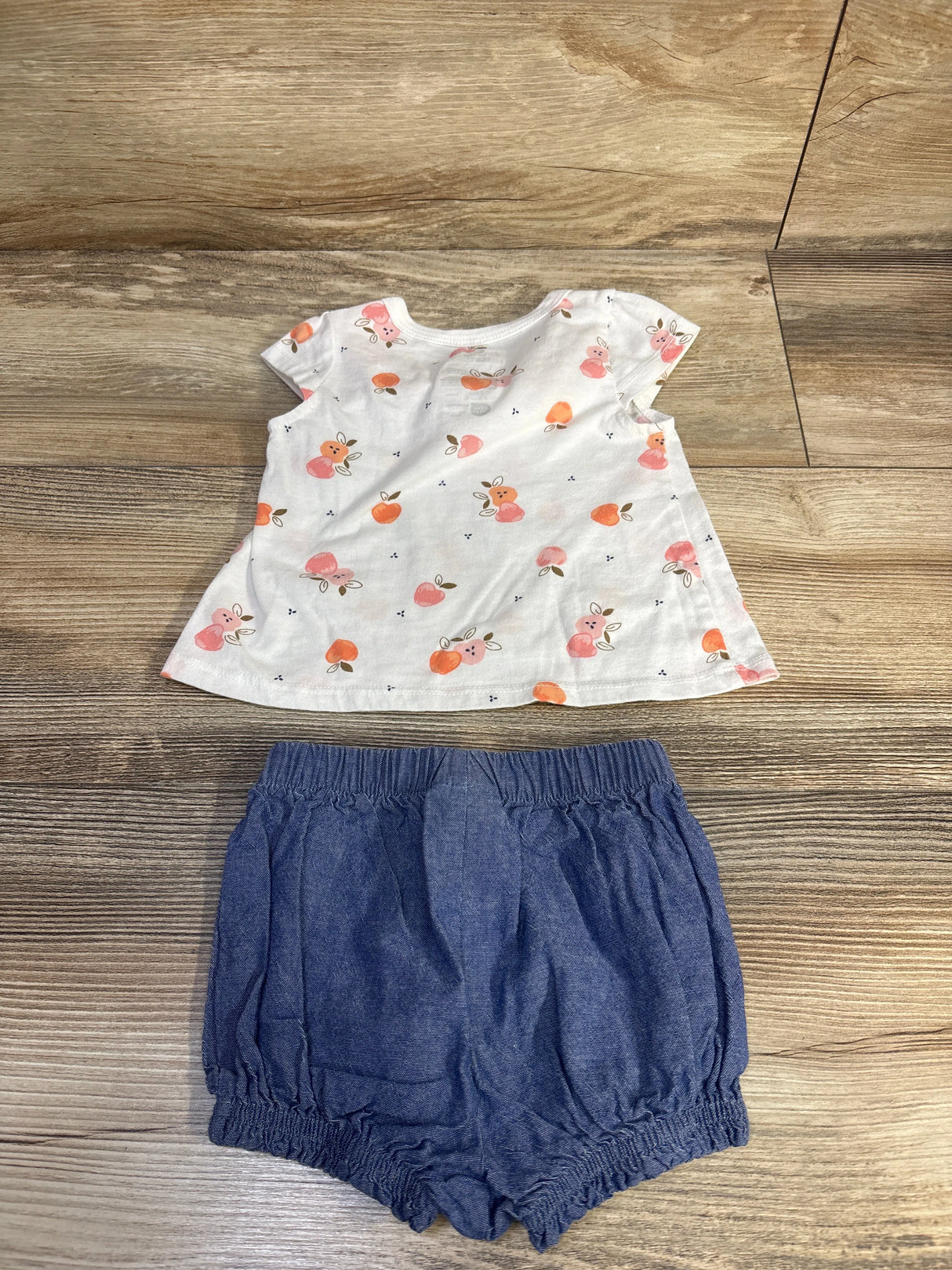 First Impressions 2pc Apple Shirt & Shorts Set White sz 6-9m
