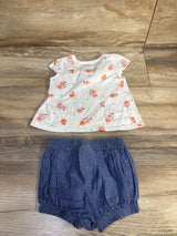 First Impressions 2pc Apple Shirt & Shorts Set White sz 6-9m