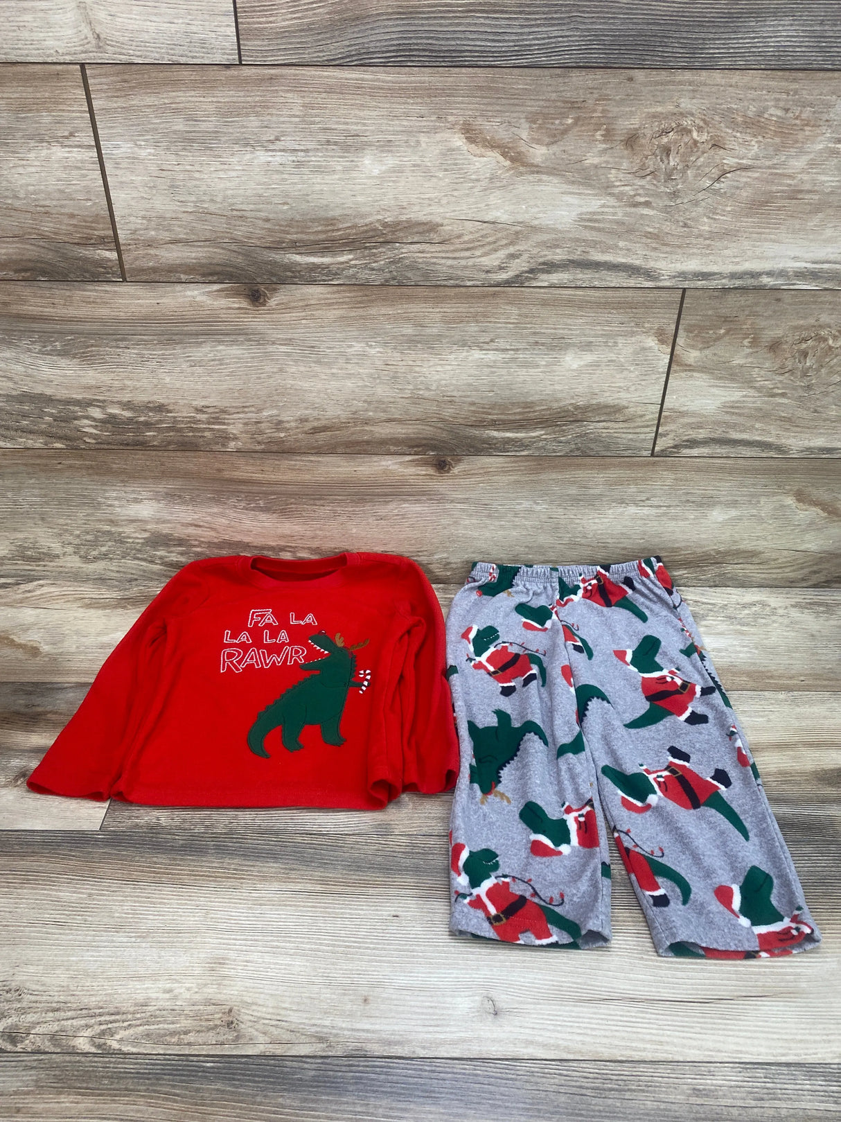 Just One You 2pc Dino Fleece Pajama Set Red sz 3T - Me n Mommy To Be