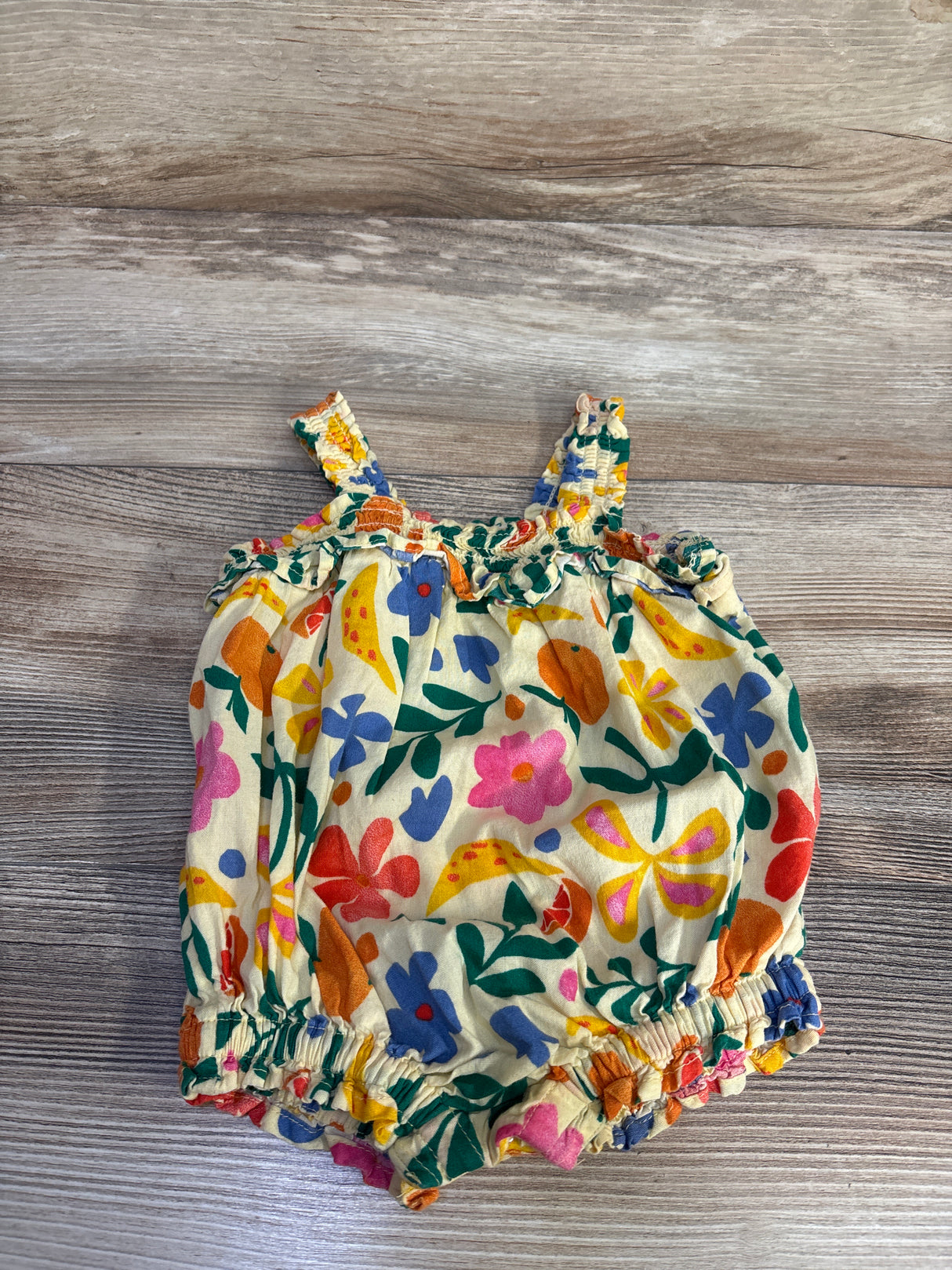 Old Navy Ruffle-Trim Smocked Bubble Romper Yellow sz 3-6m