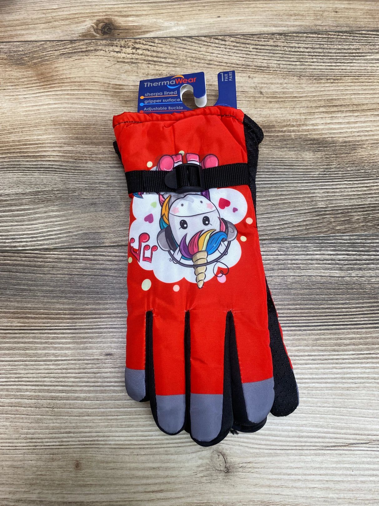 NEW ThermaWear Kid's Unicorn Winter Ski Gloves Red