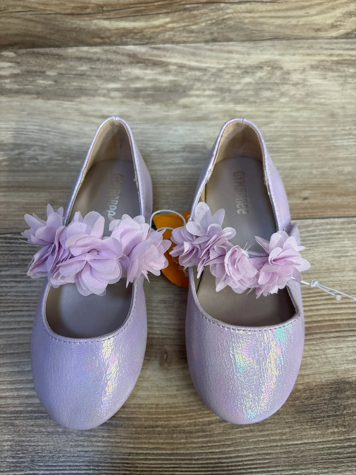 Lavender floral ballet flats for kids, shimmering design, perfect for little girls' outfits