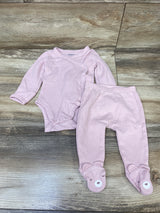 Just One You 2pc Waffle Knit Kimono Bodysuit & Footed Pants Pink sz 3m