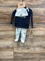 NEW Levi's 3pc Layette Set Blue sz Newborn