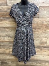 Maternity Wrap Bodice Nursing Dress Blue sz Medium